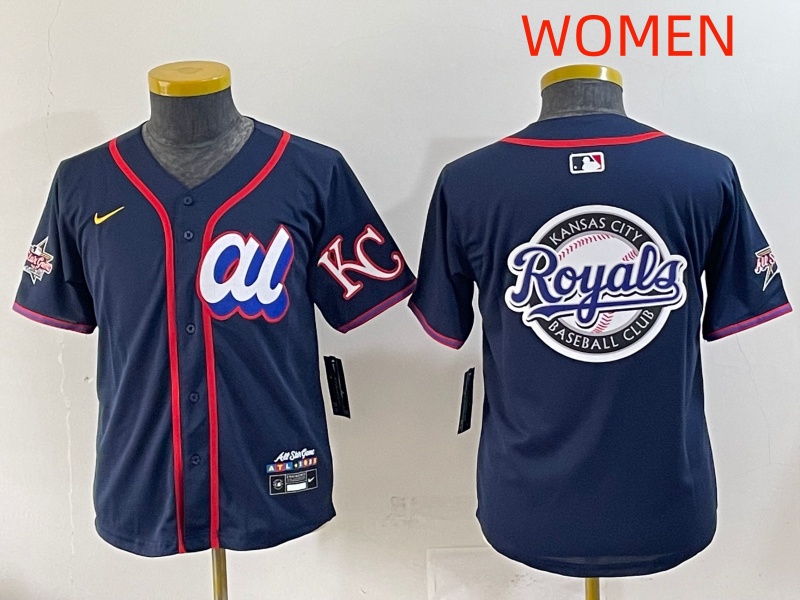 women 2025 Kansas City Royals Blank Drak Blue All star Blank Blue Nike MLB Jersey style 4